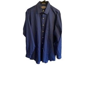 Van Heusen Dark Royal Blue Wrinkle Free LS Dress Shirt 17 34/35 L